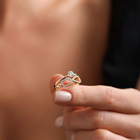 Altın Tektaş Alyans Yüzük Sonsuzluk Tasarım