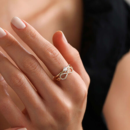 Altın Tektaş Alyans Yüzük Sonsuzluk Tasarım