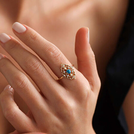 Mavi Akik Taşlı Altın Yüzük Tasarım Harikası