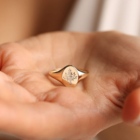 14K Altın Şövalye Yüzük Çınar (AİLE) Mine Form