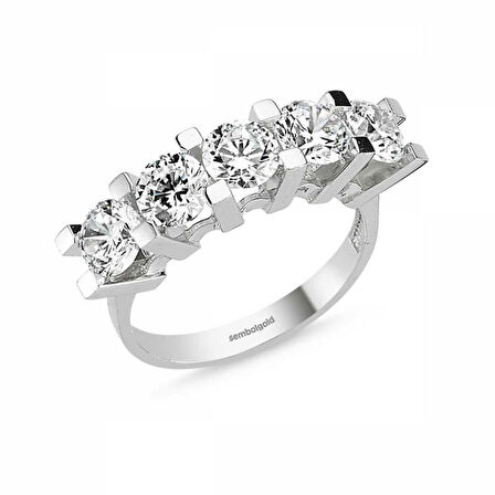 Altın 5 Taş Yüzük SWAROVSKİ Taşlı