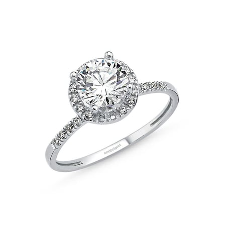 Beyaz Altın Tektaş Yüzük 1.00 karat Zirconia
