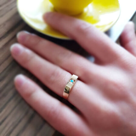 Altın Firuze Yüzük Şövalye 14K