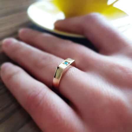 Altın Firuze Yüzük Şövalye 14K