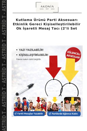 Kutlama Ürünü Parti Aksesuarı Etkinlik Gereci Kişiselleştirilebilir Ok İşaretli Mesaj Tacı (2’li Set