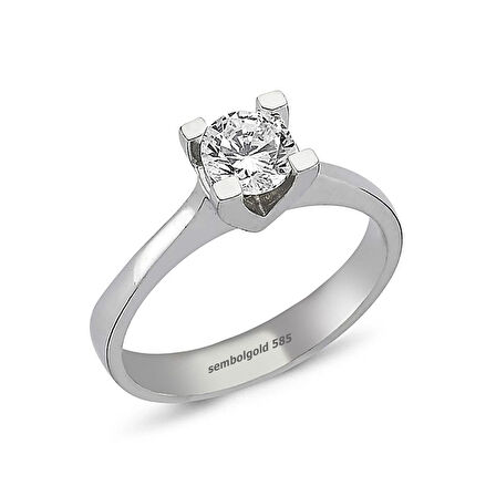 Beyaz Altın Tektaş Yüzük Evlilik Teklifi Yüzük