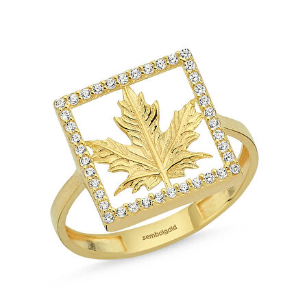 Çınar Altın Yıldız Yüzük 8K Golden Özel Tasarım