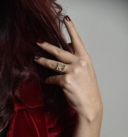 Çınar Altın Yıldız Yüzük 8K Golden Özel Tasarım