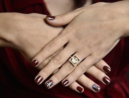 Çınar Altın Yıldız Yüzük 8K Golden Özel Tasarım