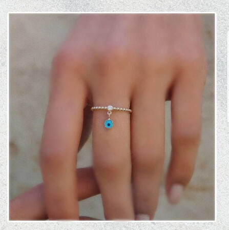 Nazar Boncuk'lu Altın Yüzük 14K Gold