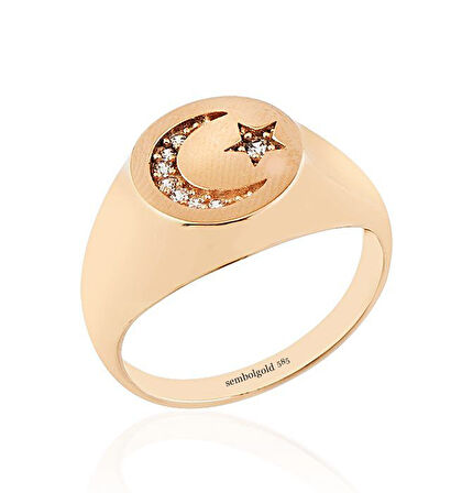 Ayyıldız Şövalye Altın Yüzük 14K Rose Gold