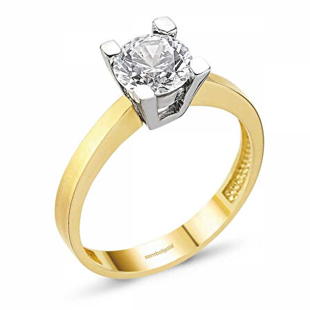 Altın Tektaş Yüzük 14K Swarovski