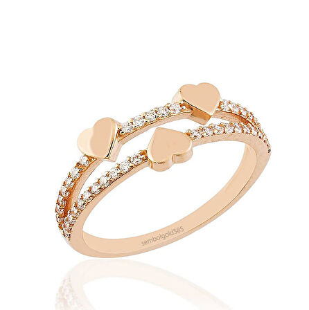Kalp Rose Altın Yüzük 14K Gold