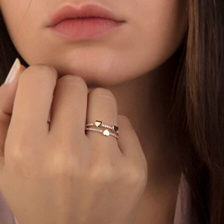 Kalp Rose Altın Yüzük 14K Gold