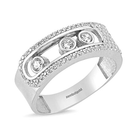 Özel Tasarım Beyaz Altın Yüzük 14K Gold Tria