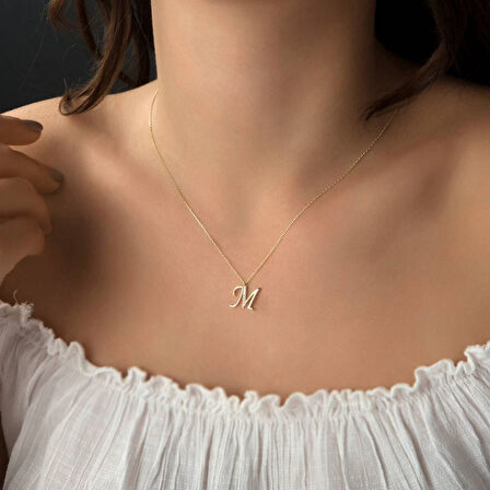 Harf Kolye Taşlı 14K Altın