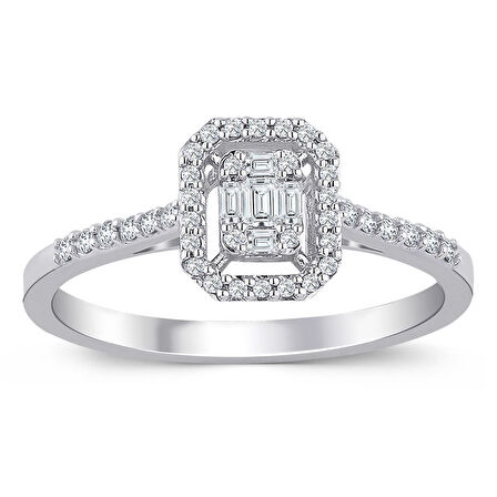 0.21 ct. Pırlanta Baget Yüzük