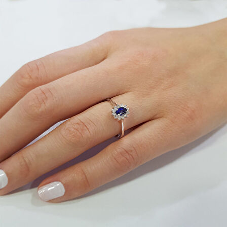 0.44 ct. Pırlanta Safir Yüzük
