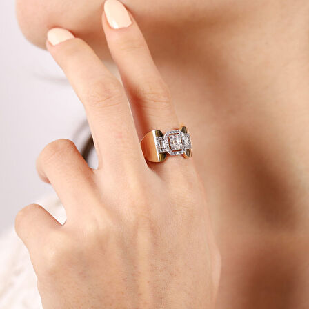 14 Ayar Sarı Altın Baget Yüzük Claris