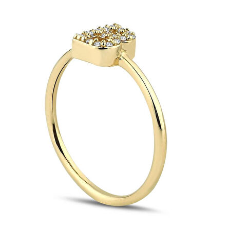 Harf Altın Yüzük Taşlı Gold