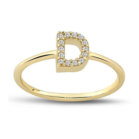 Harf Altın Yüzük Taşlı Gold