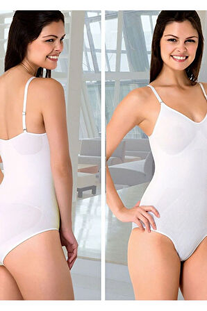 Kadın Beyaz Slip Body Korse 2072