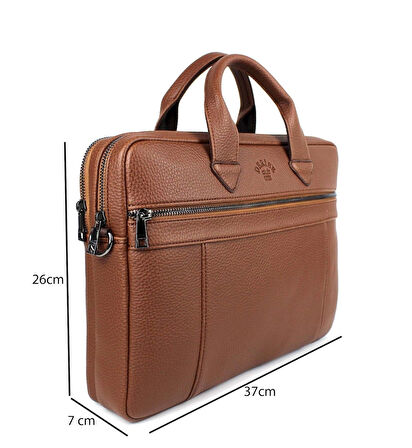 Unisex Taba Çok Bölmeli 14 inç Evrak Ve Laptop Çantası