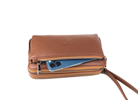 Erkek Taba Renk El Çantası Bileklik Kemerli Portföy Çanta El Çantası