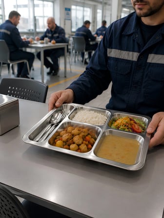 Beylini 5 Gözlü Tabldot Tabak Paslanmaz Çelik Self Servis Faturalı Garantili Fabrika Okul Ev Hastane Kırılmaz Metal Servis Tabağı