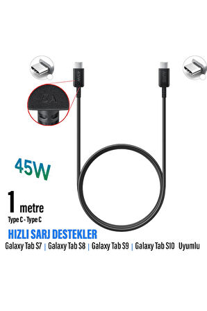 Samsung Galaxy Tab S7 Tab S8 Tab S9 Tab S10 Type C Hızlı Şarj Kablosu