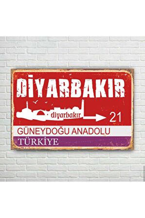 Diyarbakır Il Tabelası Retro Ahşap Poster