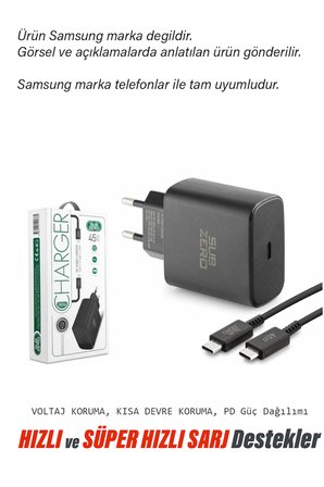 Samsung Galaxy Tab S10 - Tab S10 Ultra - Plus -  S10 FE ile Uyumlu Şarj Aleti 45W Süper Hızlı Şarj