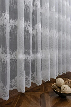 Farbateks Dikim Zigzag Kort Işlemeli 3kat Pileli Tül Perde