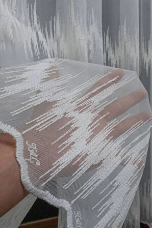 Farbateks Dikim Zigzag Kort Işlemeli 3kat Pileli Tül Perde