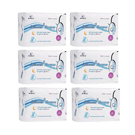 Tiens Airiz 8Li Gece 6 Paket Hijyenik Kadın Pedi Seti (6 Paket 48 Adet)