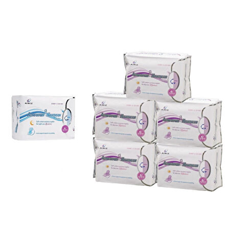 Tiens Airiz 8Li Gece 1 Paket + 10Lu Gündüz 5 Paket Hijyenik Kadın Pedi Seti (6 Paket 58 Adet)