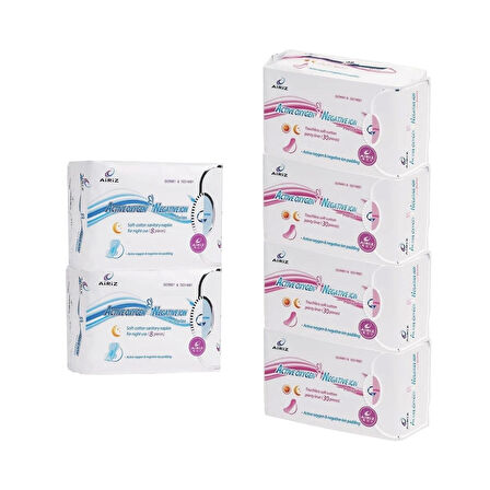 Tiens Airiz 30Lu Günlük 4 Paket + 8Li Gece 2 Paket Hijyenik Kadın Pedi Seti (6 Paket 136 Adet)
