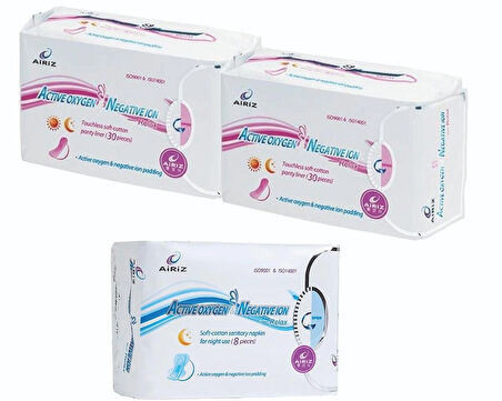 Tiens Airiz 30Lu Günlük 2 Paket + 8Li Gece 1 Paket Hijyenik Kadın Pedi Seti (3 Paket 68 Adet)