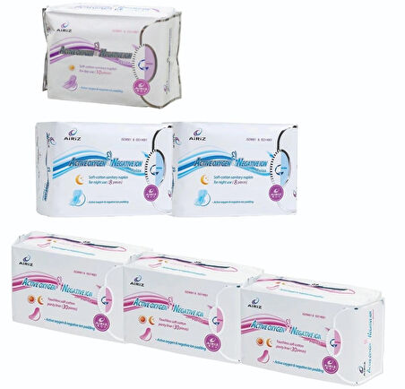 Airiz 30Lu Günlük 3 Paket + 8Li Gece 2 Paket + 10Lu Gündüz 1 Paket Hijyenik Kadın Pedi Seti (6 Paket 116 Adet)