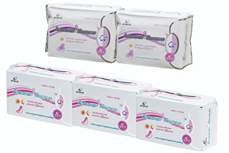 Airiz 30Lu Günlük 3 Paket + 10Lu Günlük 2 Paket Hijyenik Kadın Pedi Seti (5 Paket 110 Adet)