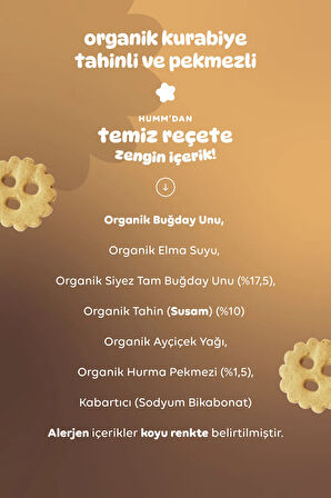 Humm Organic Organik Chefline Tahinli Pekmezli Vegan Kurabiye 55 G X 6 Adet