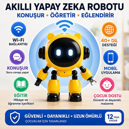 Yapay Zeka Robot Oyuncak - Konuşan Robot - Wi-Fi Uygulamalı - Çocuklar İçin Eğitici Oyuncak