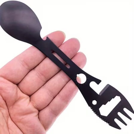 2'Li Paket Taktiksel Spork Kaşık Çatal - 5 Fonksiyonlu - Paslanmaz Çelik