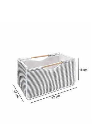 ALAS Tahta Saplı Kumaş Kutu Organizer/Düzenleyici 32x17x18cm