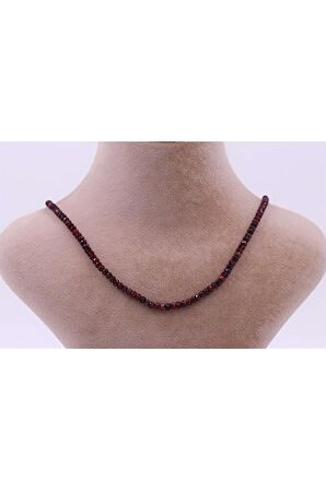 Lal (GARNET) Taşı 3/4 Mm Doğal Taş Kolye Faset Kesim (ZİNCİR UZATMALI)