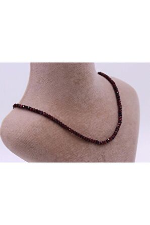 Lal (GARNET) Taşı 3/4 Mm Doğal Taş Kolye Faset Kesim (ZİNCİR UZATMALI)