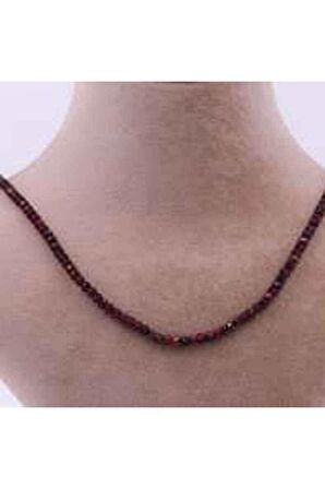 Lal (GARNET) Taşı 3/4 Mm Doğal Taş Kolye Faset Kesim (ZİNCİR UZATMALI)