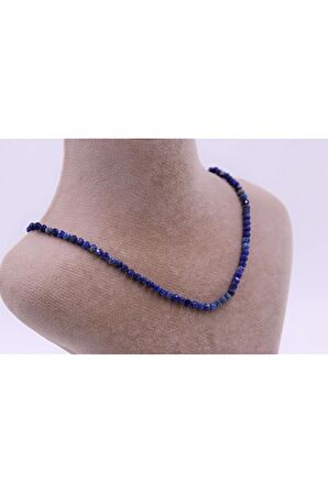 Lapis Lazuli Taşı 4 Mm Doğal Taş Kolye Faset Kesim (ZİNCİR UZATMALI)