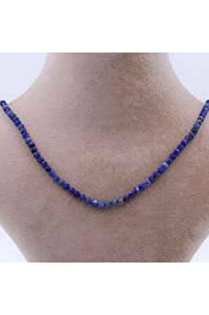 Lapis Lazuli Taşı 4 Mm Doğal Taş Kolye Faset Kesim (ZİNCİR UZATMALI)