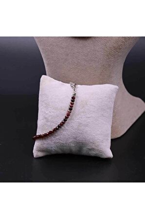 Lal (GARNET) Taşı Faset Kesimli Kolye Bileklik Seti 3/4 Mm (ZİNCİR UZATMALI)